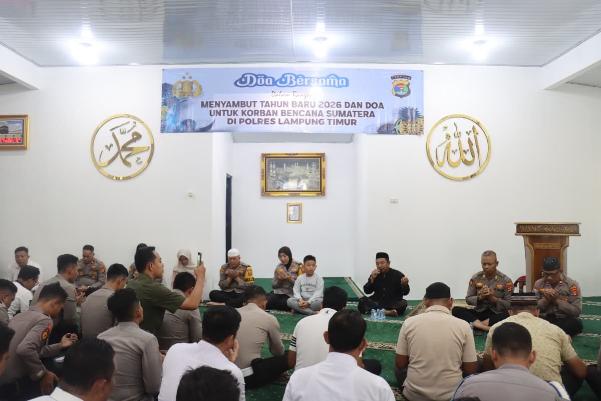 Polres Lampung Timur Gelar Doa Bersama Sambut Tahun Baru 2026 dan Kirim Doa untuk Korban Bencana di Sumatera