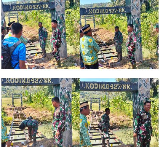 Jembatan Merah Putih Juku Batu Dikebut, Dandim 0427/Way Kanan: “1 Minggu Lagi Warga Bisa Lewat