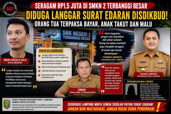 Diduga Bertentangan dengan Surat Edaran Disdikbud, Praktik Pengadaan Seragam Rp1,5 Juta di SMKN 2 Terbanggi Besar Disorot