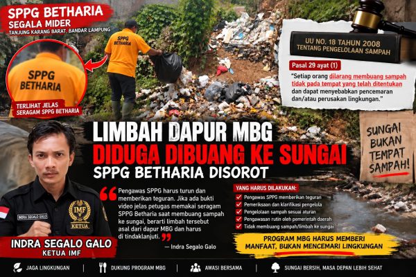 Limbah Dapur MBG Diduga Dibuang ke Sungai, Indra Segalo Galo Minta Pengawas SPPG Turun Tangan serta walikota turun lihat sungai