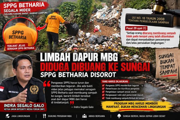 Limbah Dapur MBG Diduga Dibuang ke Sungai, Indra Segalo Galo Minta Pengawas SPPG Turun Tangan serta walikota turun lihat sungai