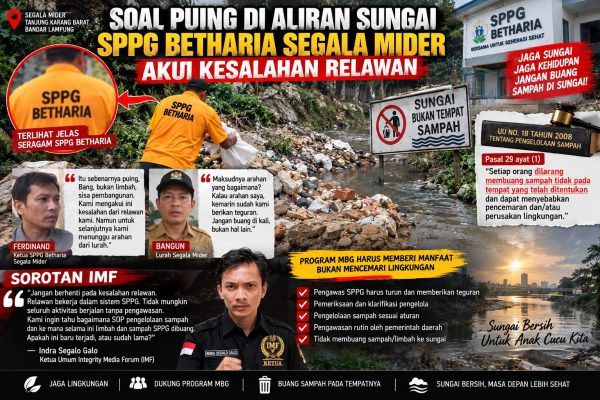 Soal Puing di Aliran Sungai, SPPG Betharia Segala Mider Akui Kesalahan Relawan