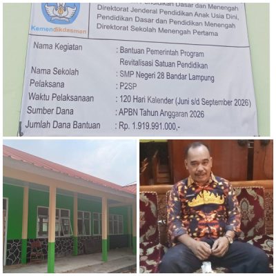 Bantuan Revitalisasi di SMPN 28 Bandar Lampung Gunakan Anggaran Sesuai Juknis