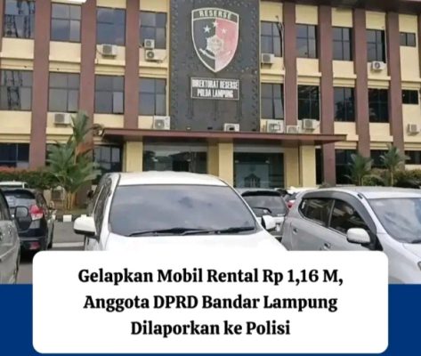 Anggota DPRD Kota Bandar Lampung dari Partai Gerindra berinisial YI dilaporkan ke Polda Lampung